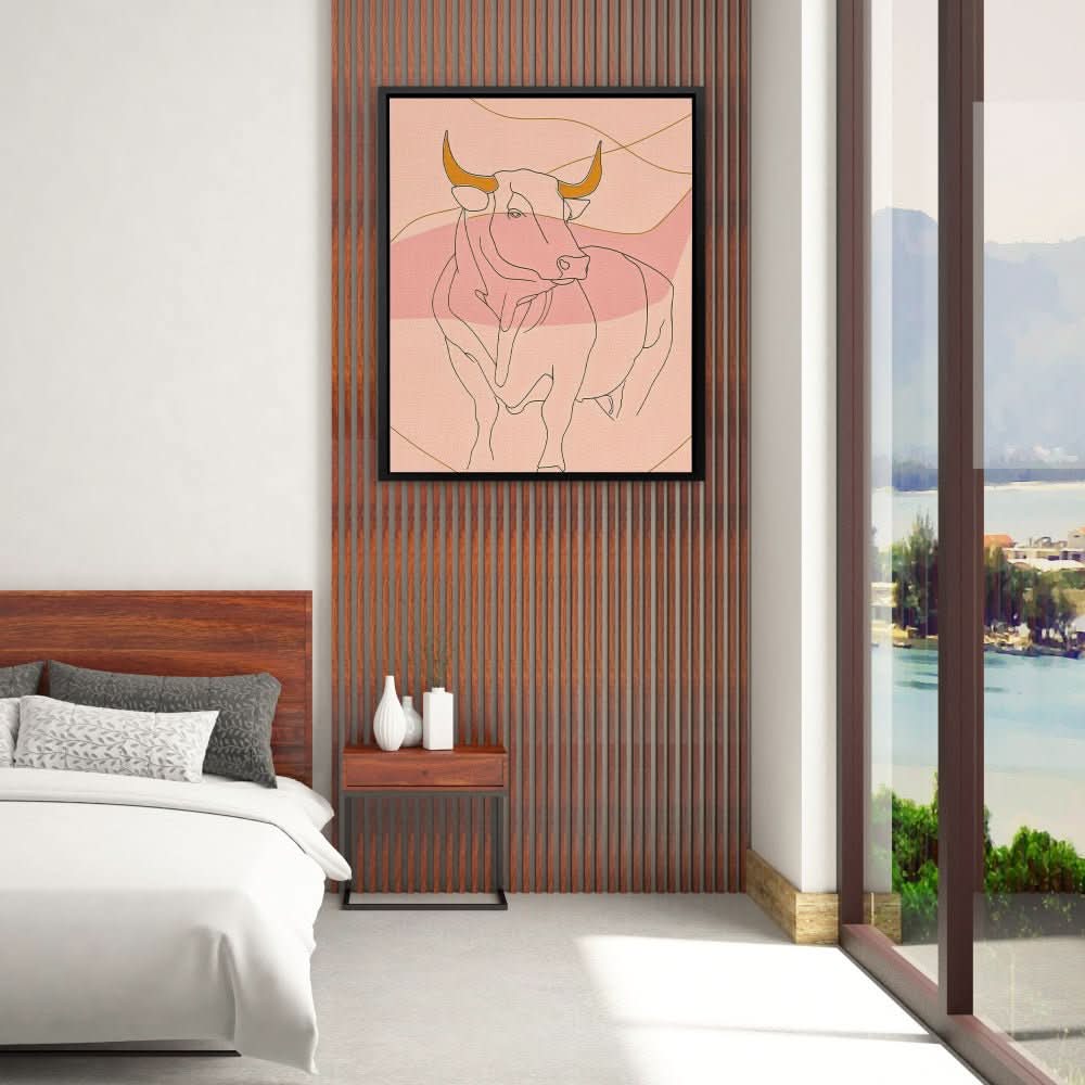 Bull and Line - Large Abstract Canvas Print