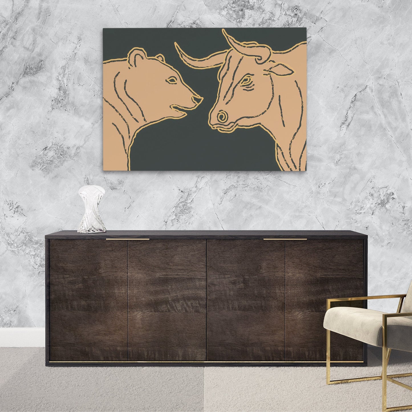 Bull Bear Standoff - Luxury Wall Art
