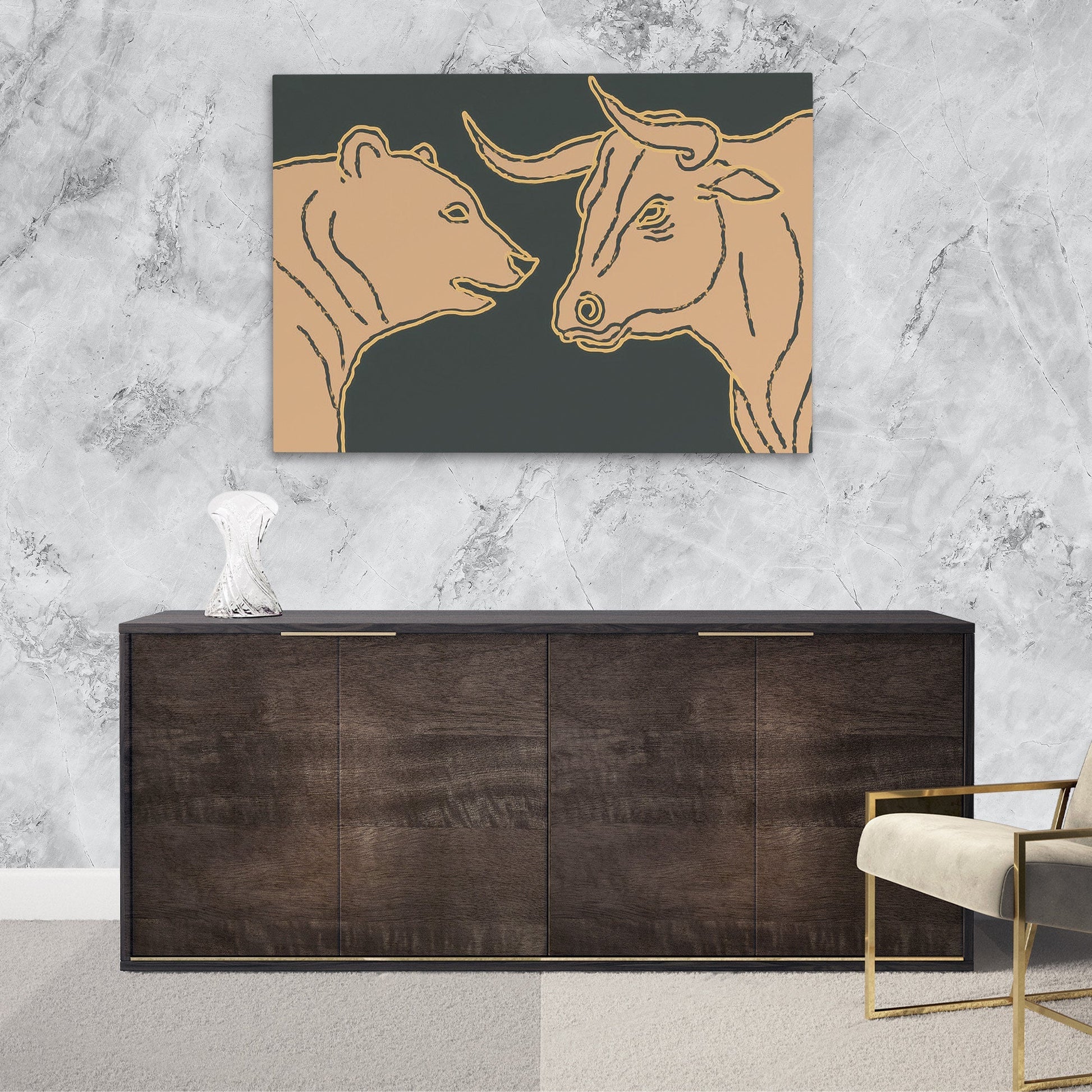 Bull Bear Standoff - Luxury Wall Art