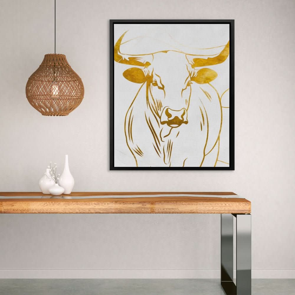 Bull in Balance - Abstract Wall Art in Black Frame