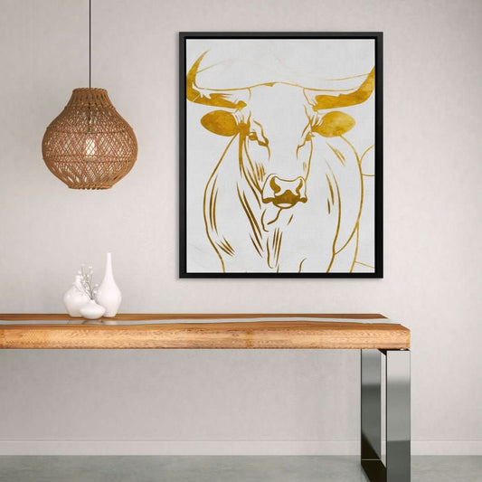 Bull in Balance - Abstract Wall Art in Black Frame