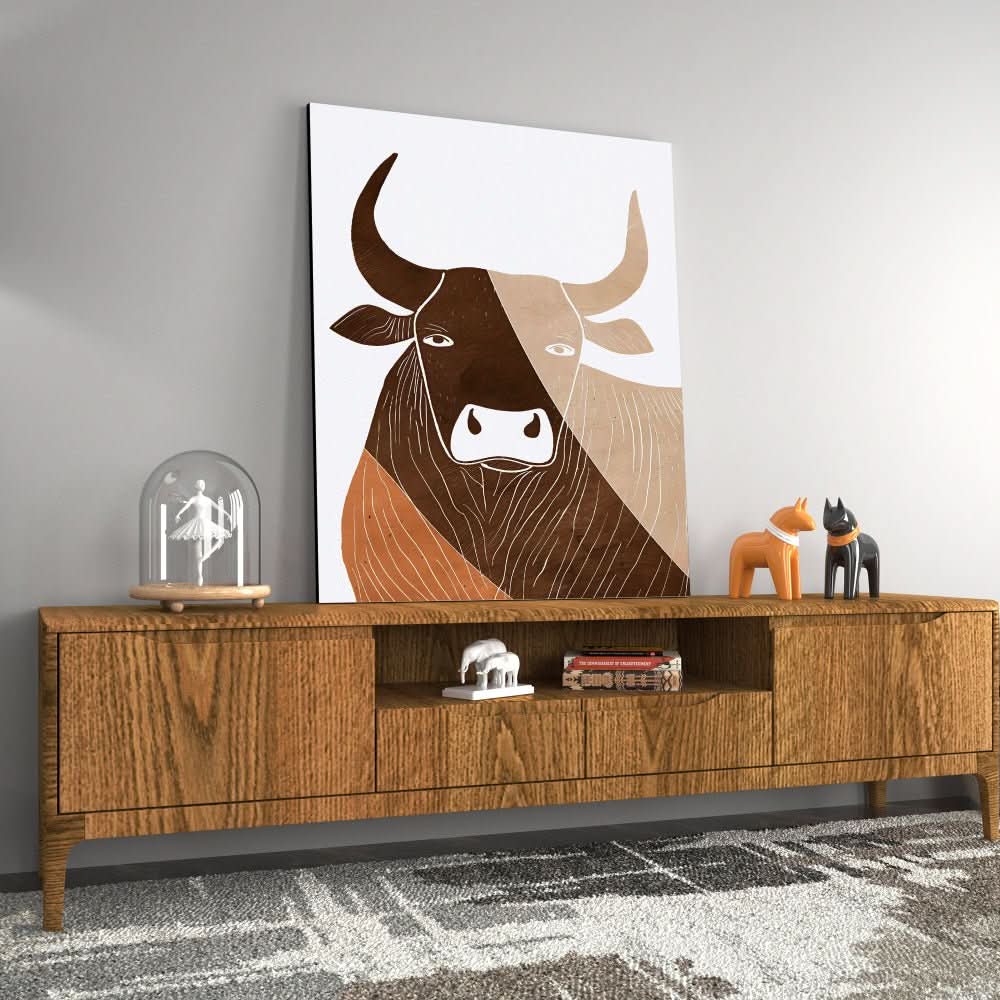 Bull in Lines - Large Abstract Canvas Print