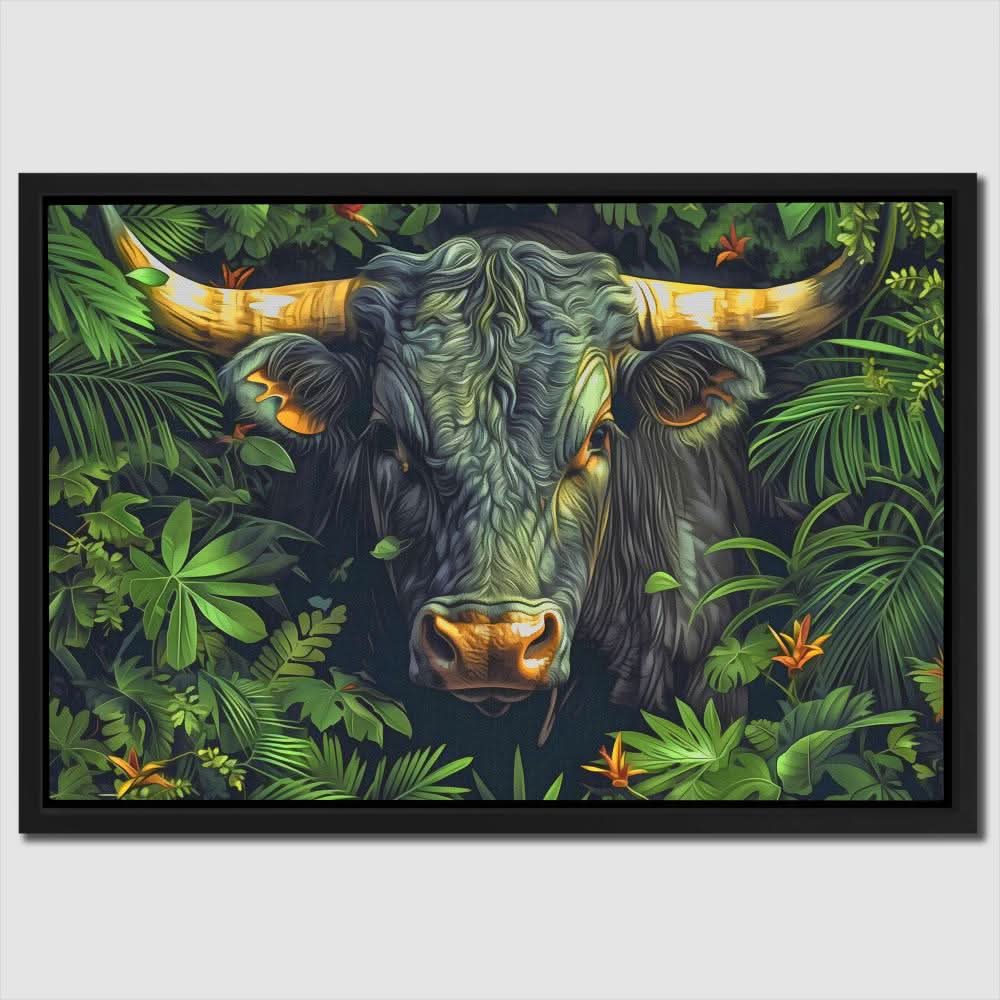 Bull in the Bushes - Large Canvas Print
