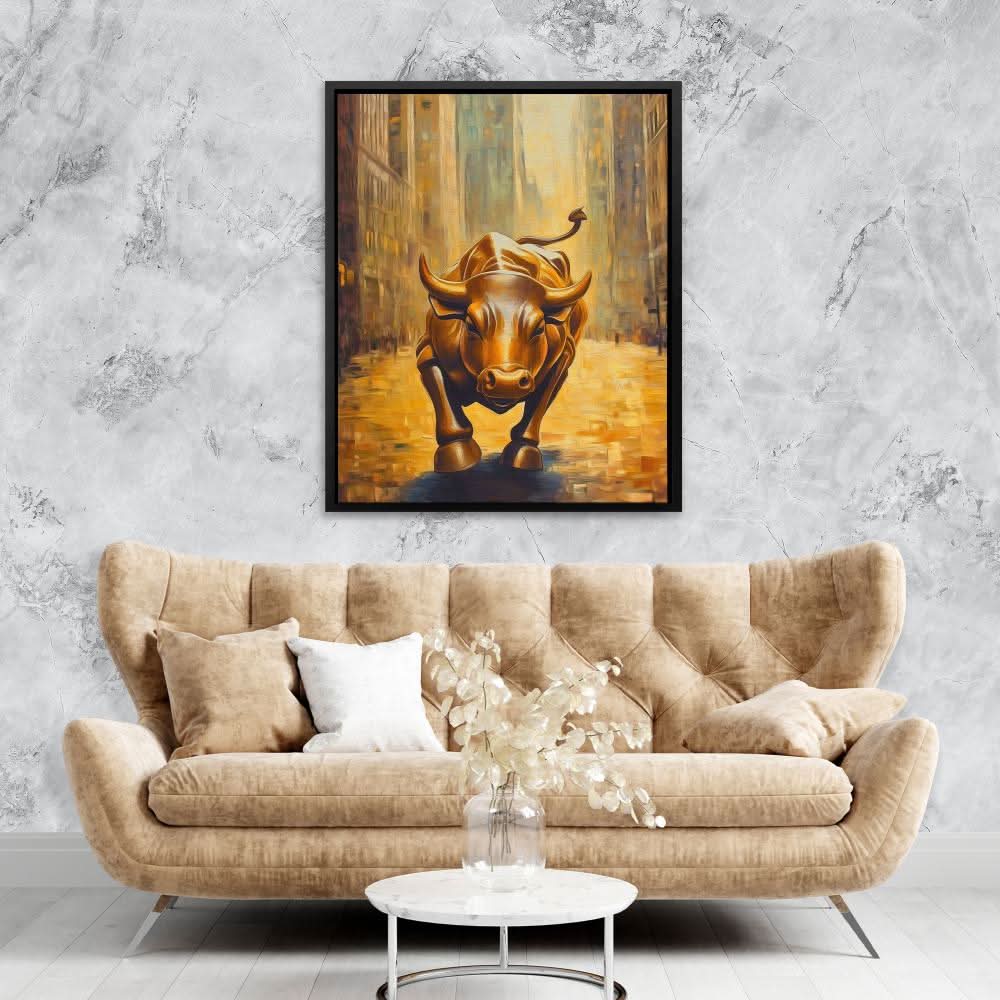 Bull Market Momentum - Man Cave Wall Art in Black Frame