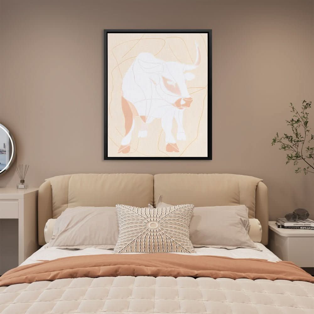 Bull Minimal - Large Minimalist Canvas Print