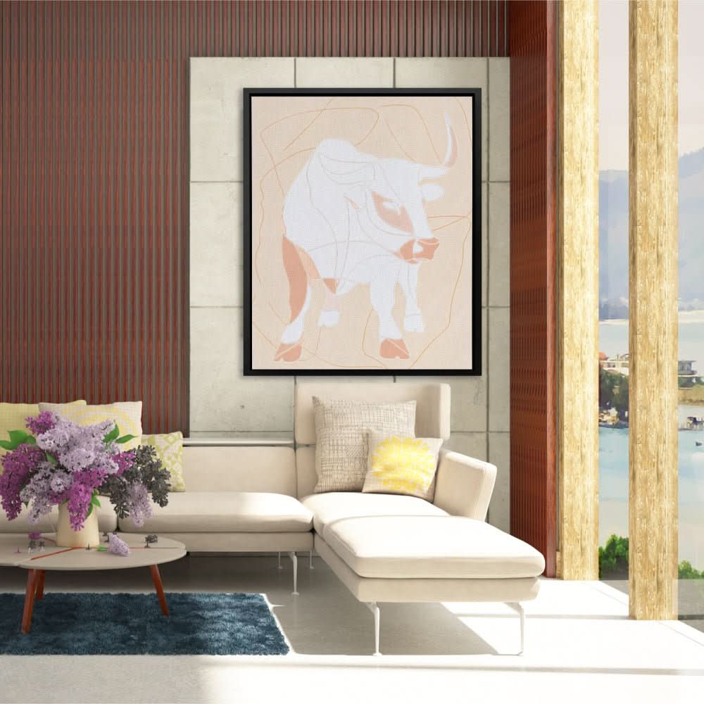Bull Minimal - Animals Art for Dining Room
