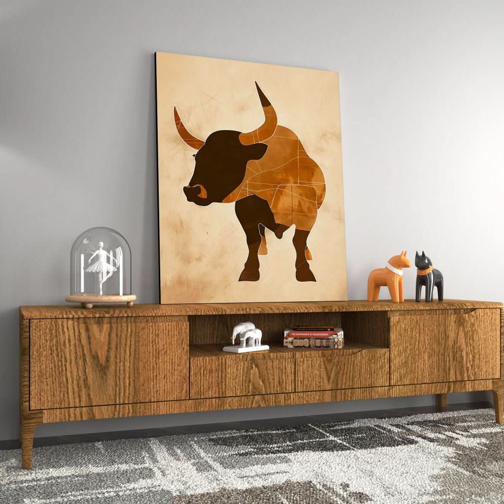 Bull Outline - Large Minimalist Canvas Print
