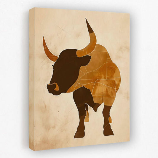 Bull Outline - Animals Canvas Wall Art