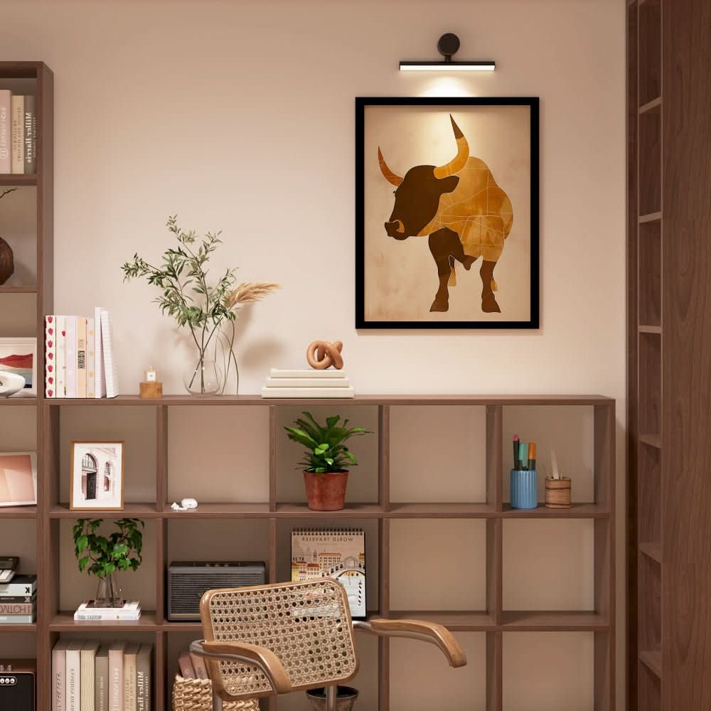 Bull Outline - Bull Wall Art in Black Frame