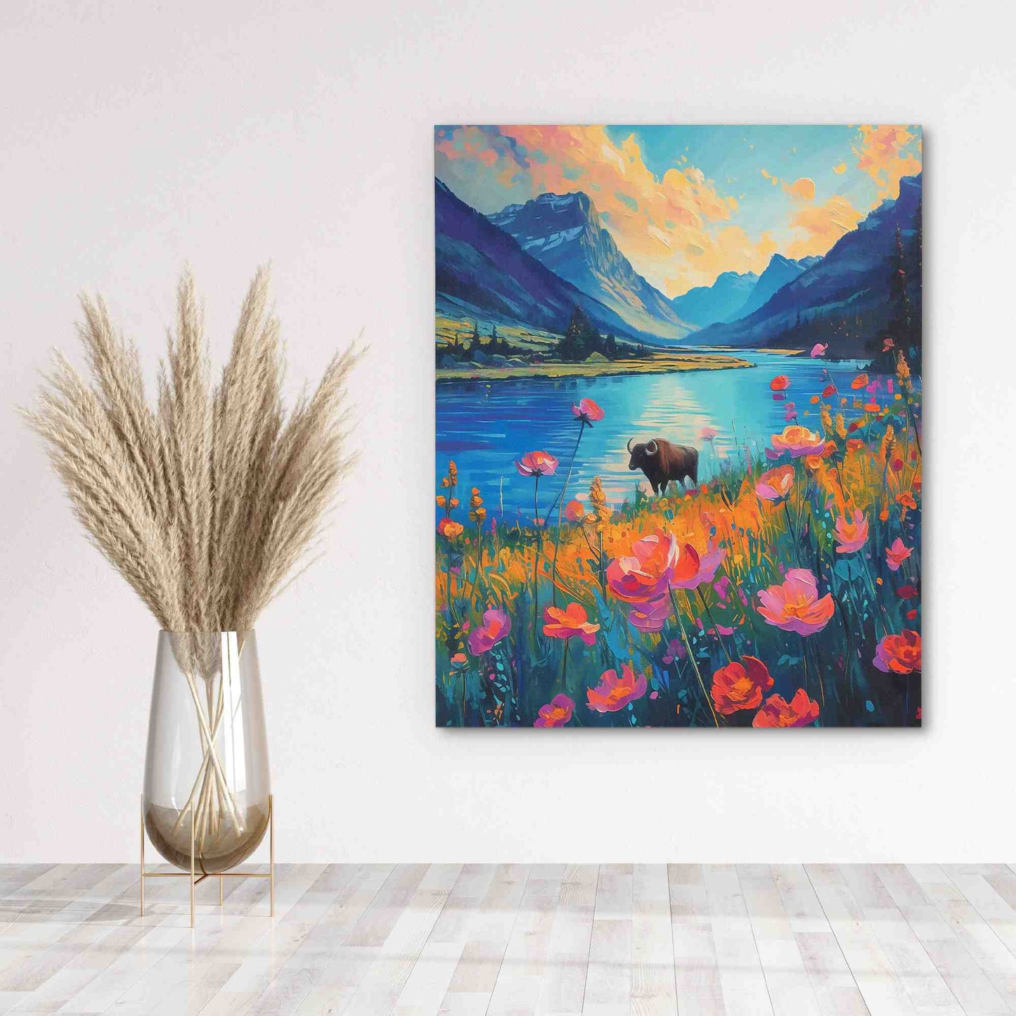 Bull Prairie - Large Watercolor Canvas Print