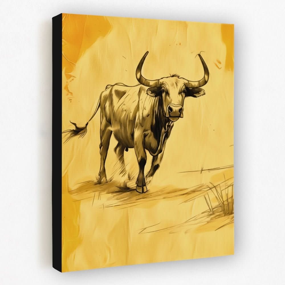 Bull Presence - Animals Canvas Wall Art