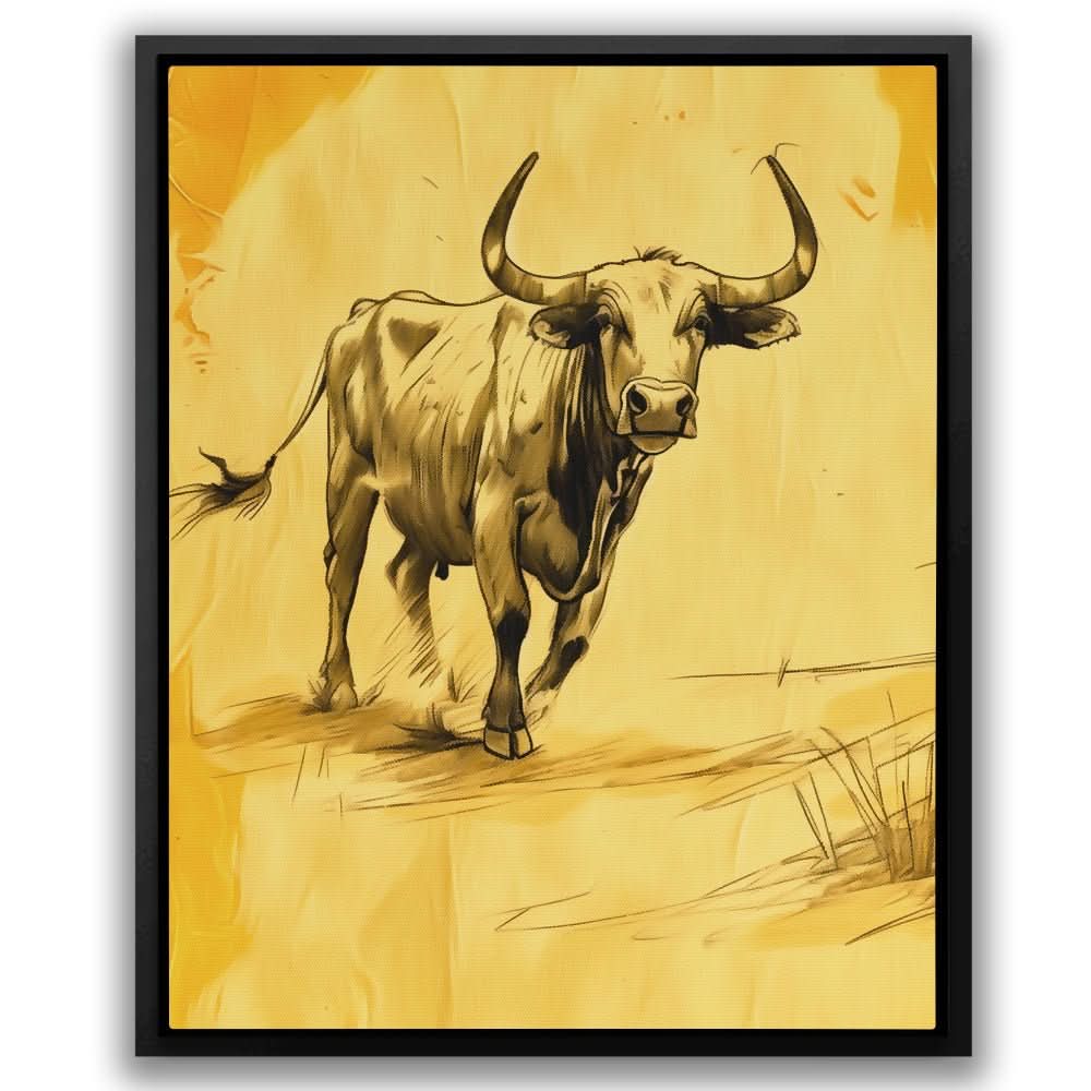 Bull Presence - Earth Tones Bull Canvas Print