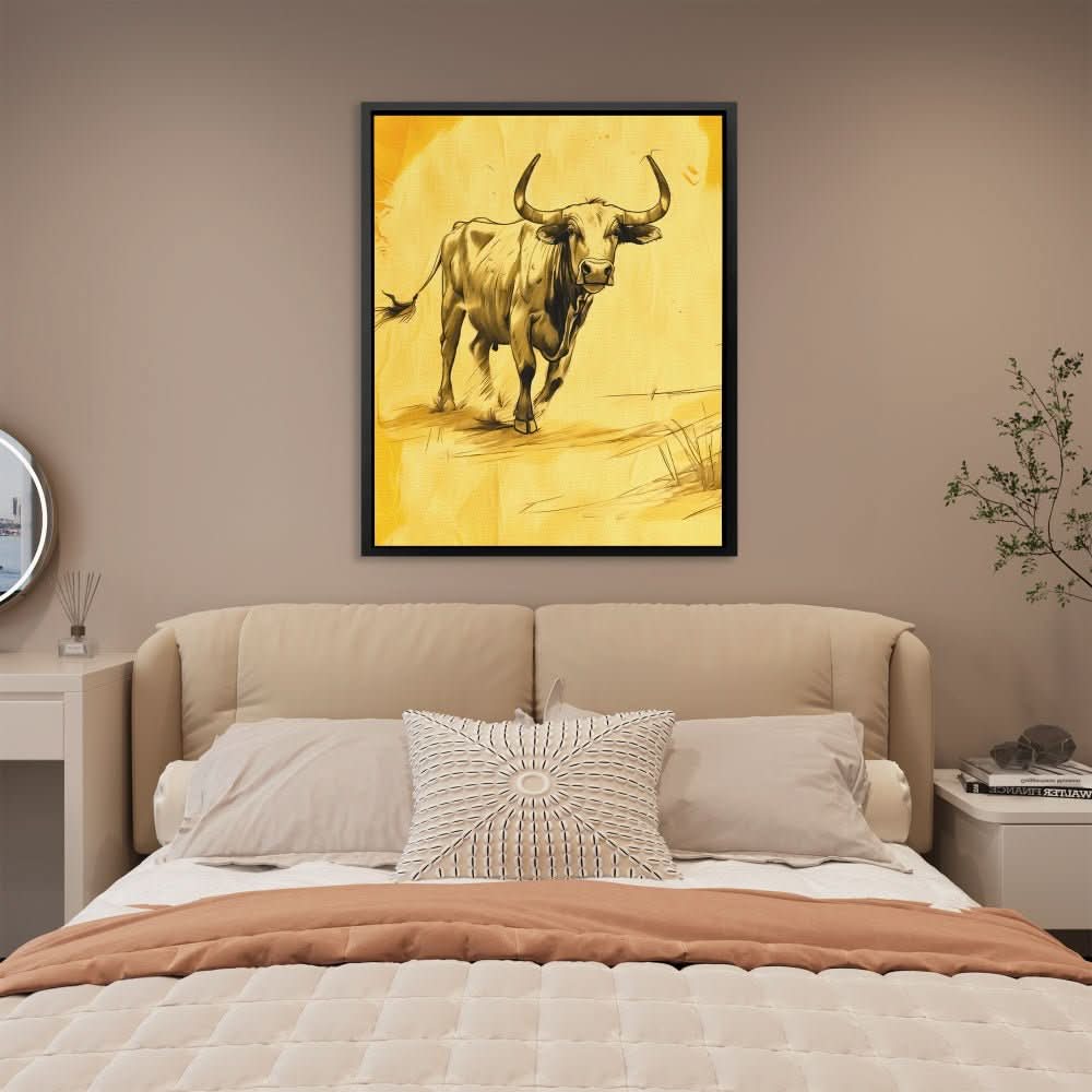 Bull Presence - Modern Earth Tones Canvas Wall Art
