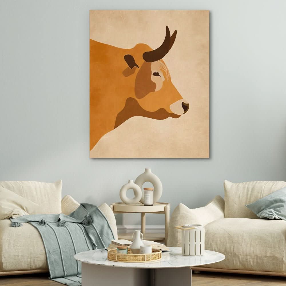 Bull Profile - Bull Wall Art in Black Frame