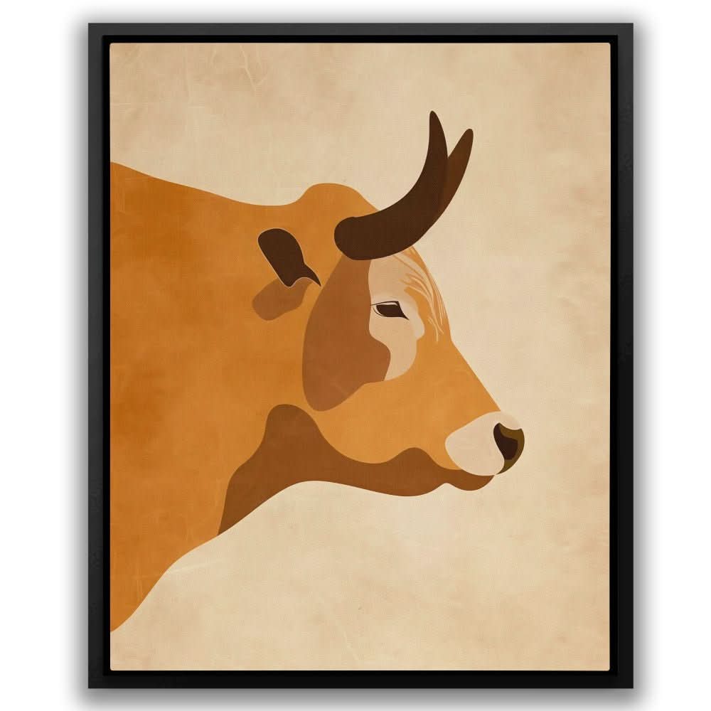 Bull Profile - Beige Bull Canvas Print