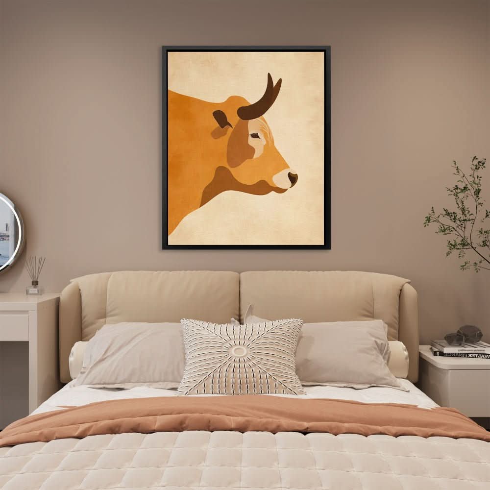 Bull Profile - Large Minimalist Canvas Print