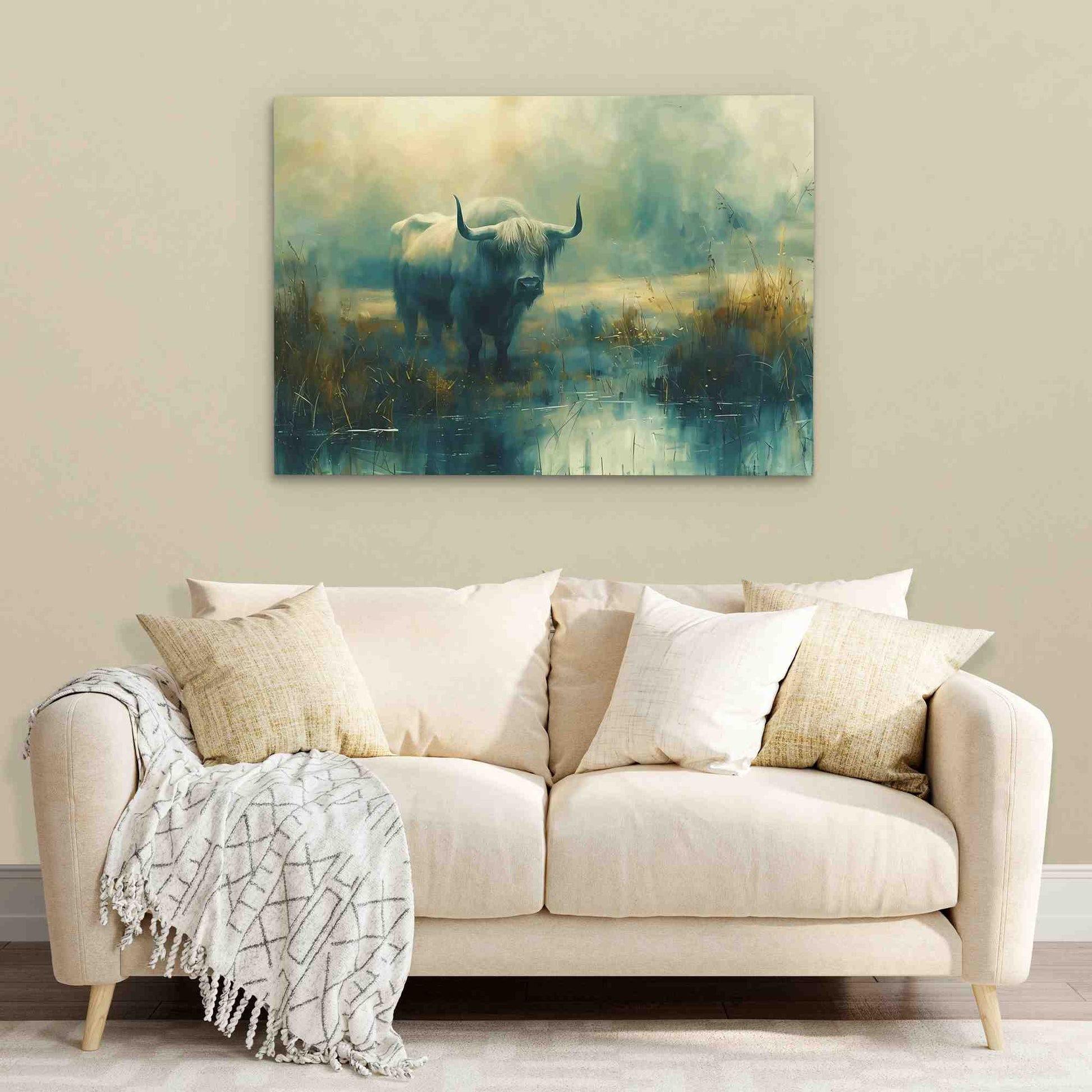 Bull Reflection - Large Canvas Print