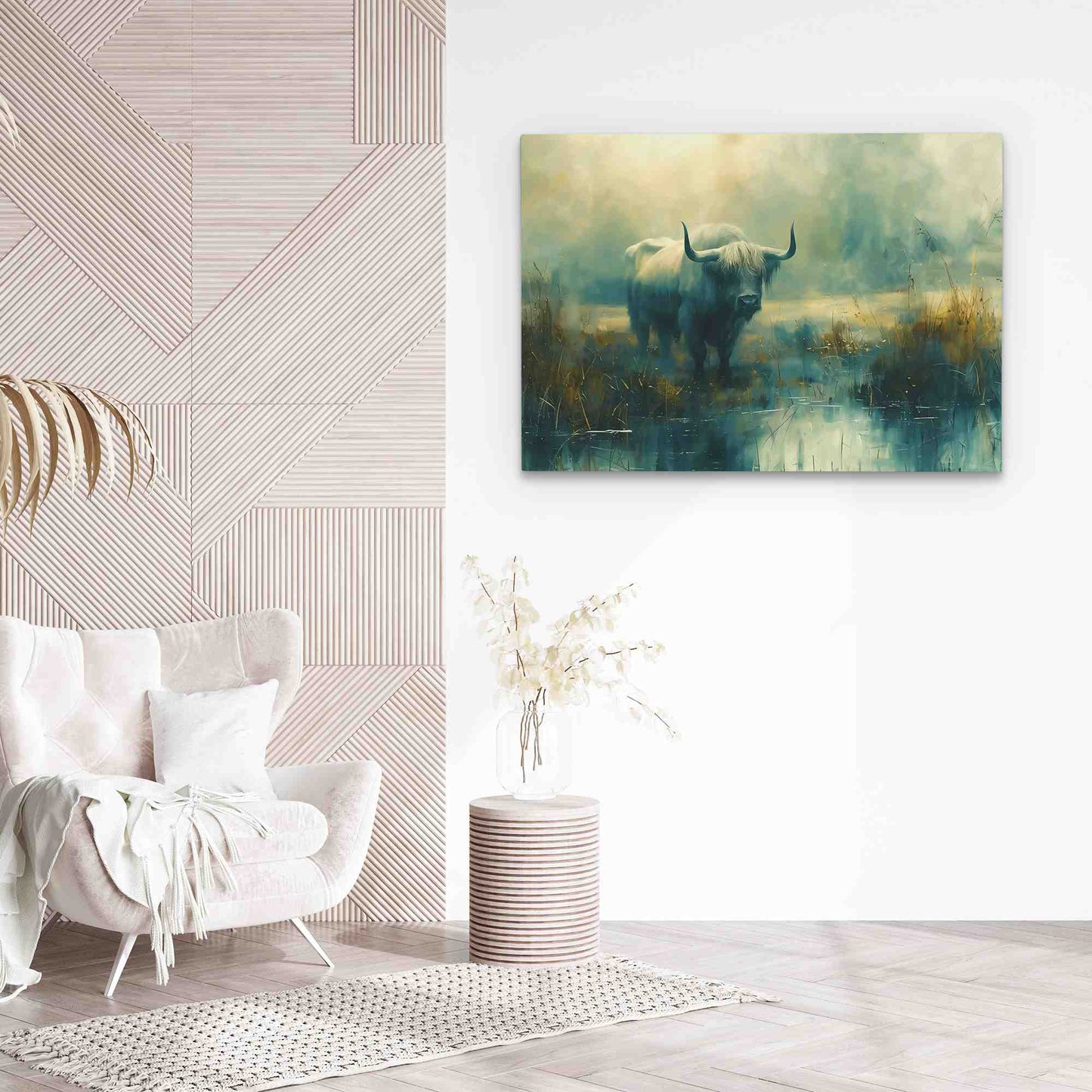 Bull Reflection - Bull Wall Art in Black Frame