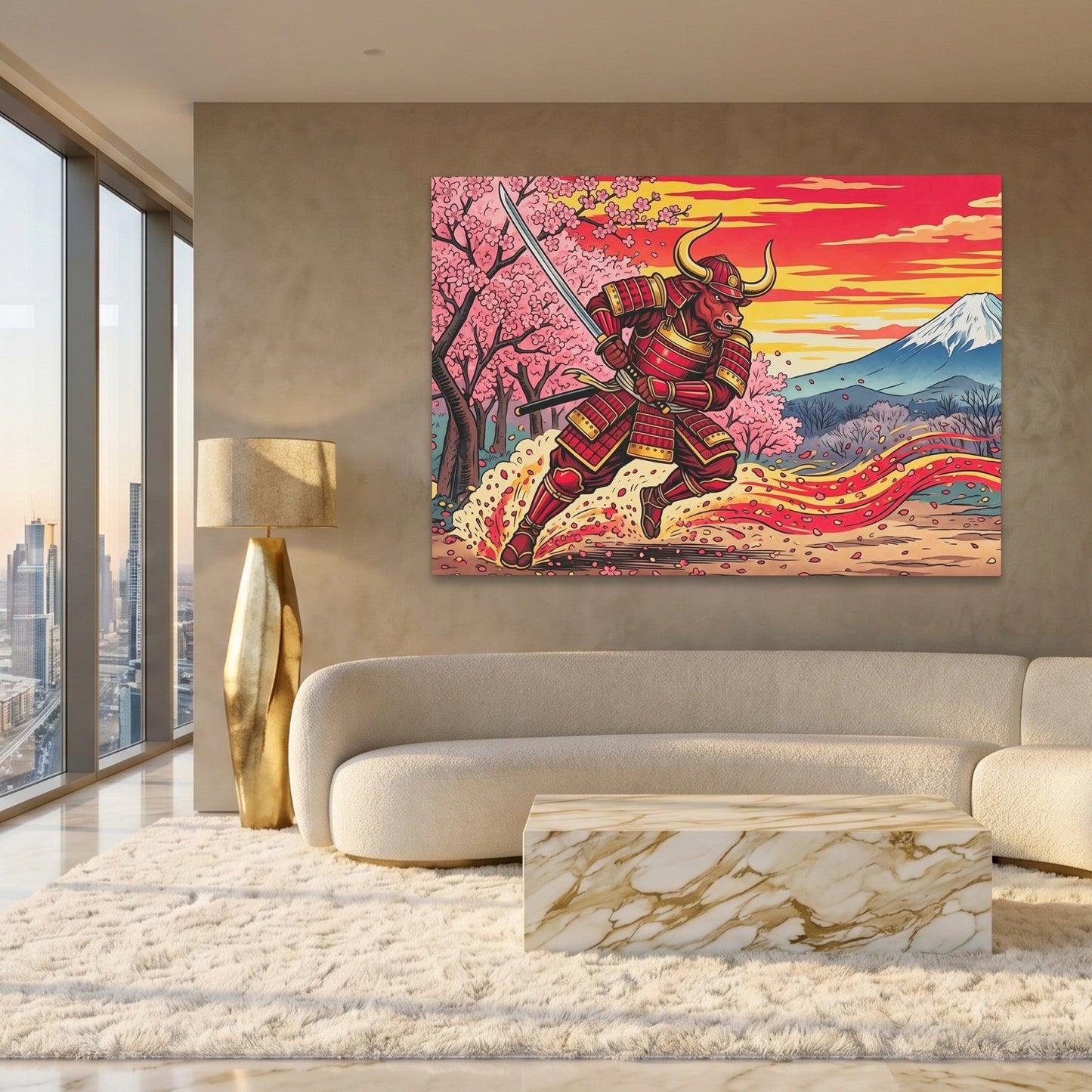 Bull Samurai Charging