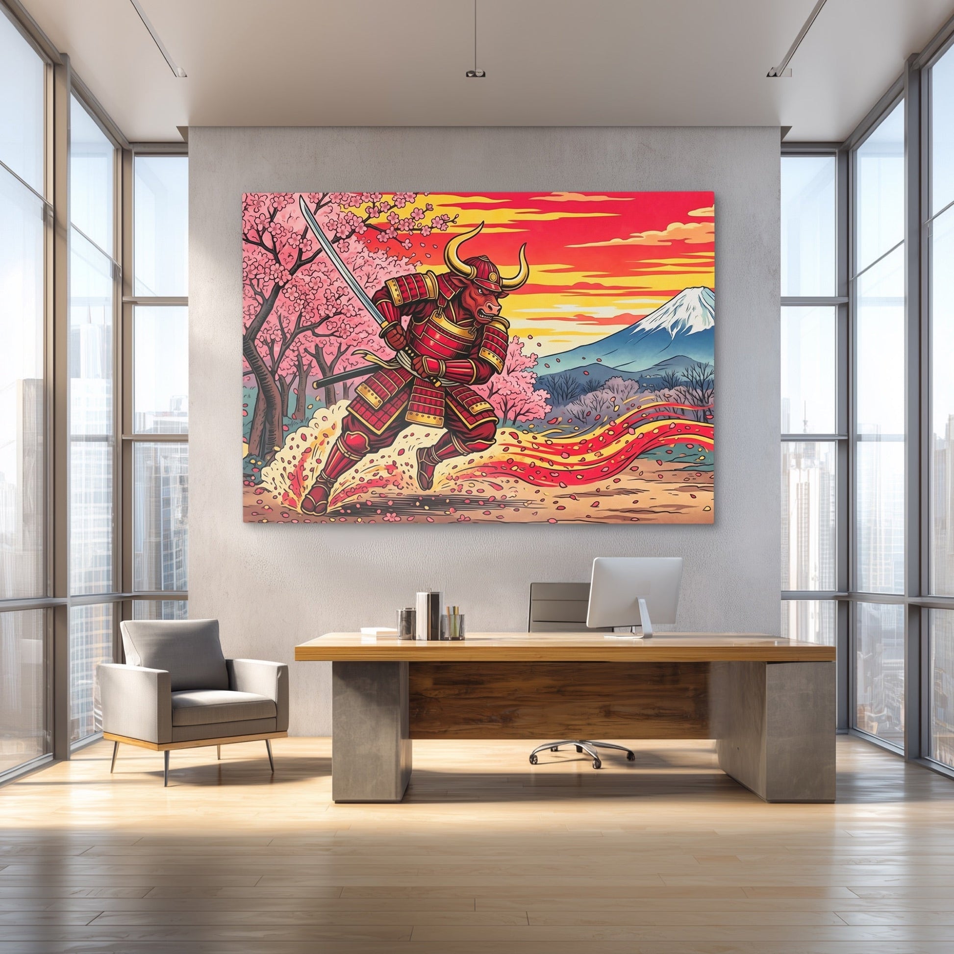 Bull Samurai Charging