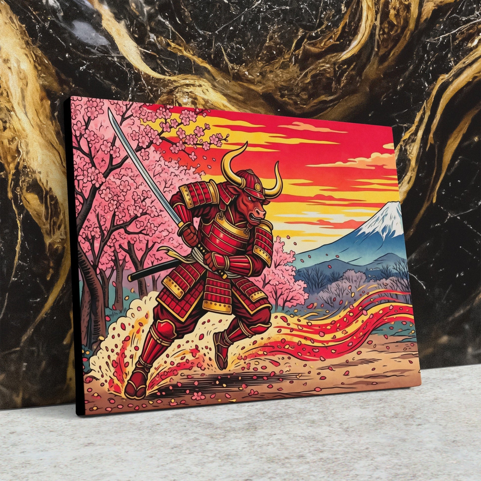 Bull Samurai Charging