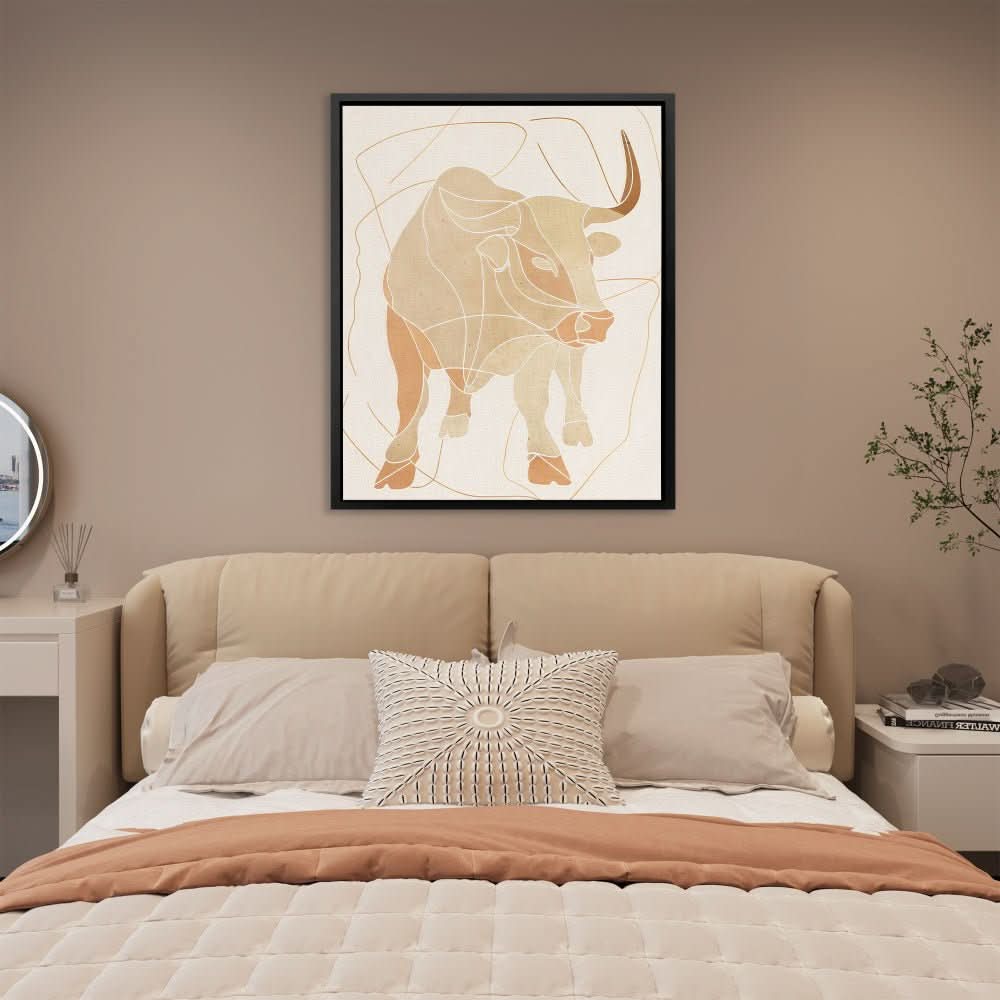Bull Whispers - Minimalist Neutral Canvas Wall Art
