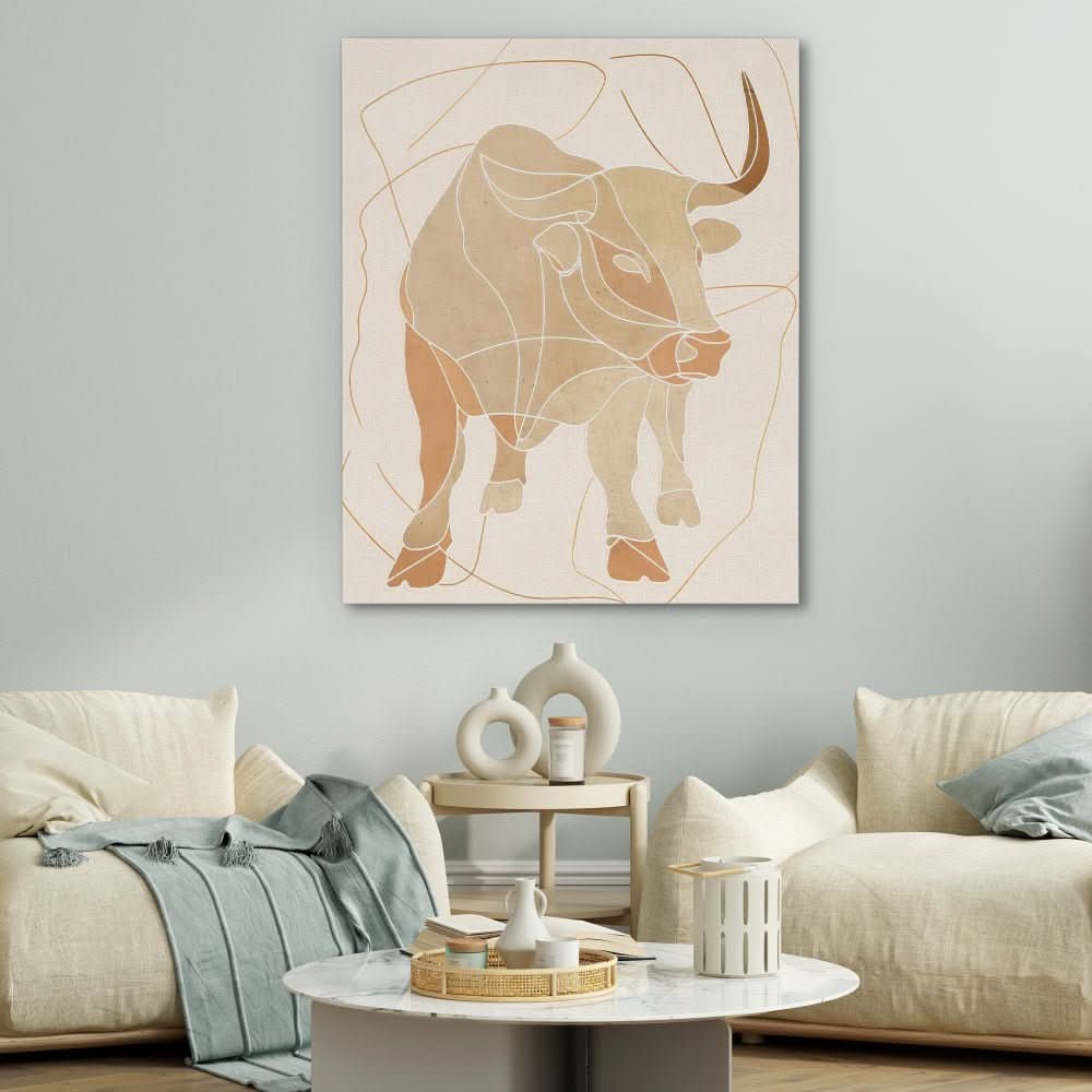 Bull Whispers - Earth Tones Wall Art for Dining Room