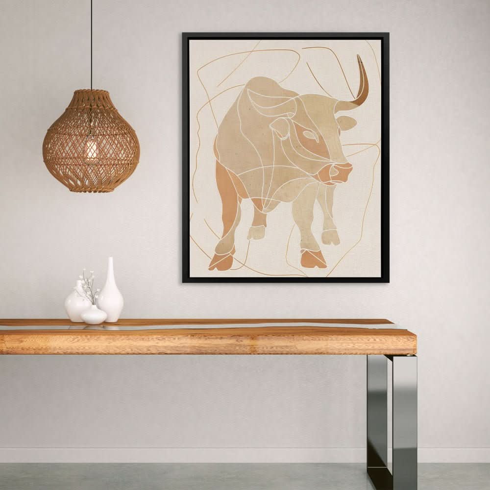Bull Whispers - Earth Tones Bull Canvas Print