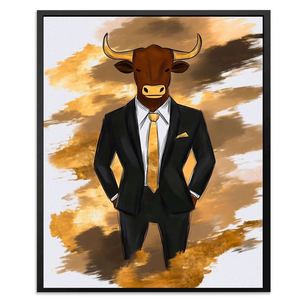 Bullish Ambition - Entrepreneur Wall Art in Black Frame
