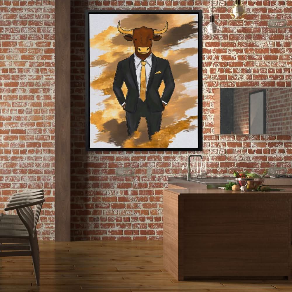 Bullish Ambition - Black and Gold Entrepreneur Canvas Print