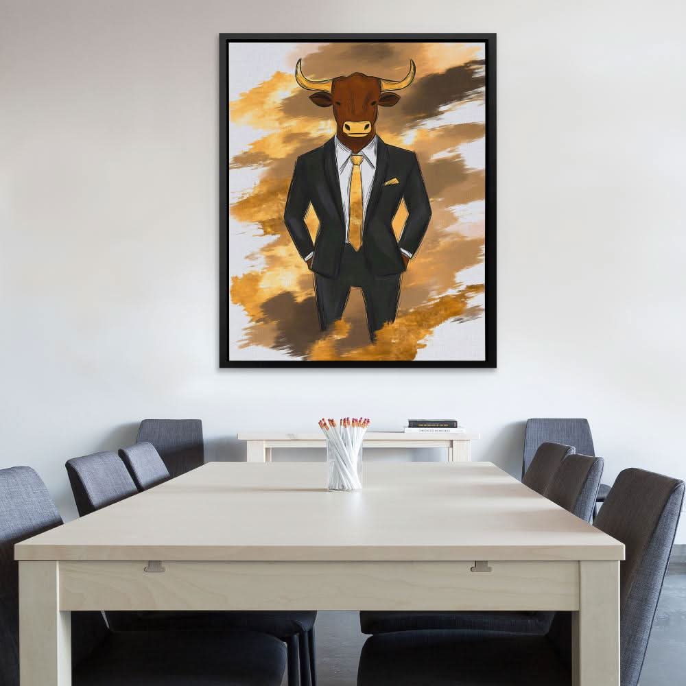 Bullish Ambition - Black and Gold Wall Art for Home Office