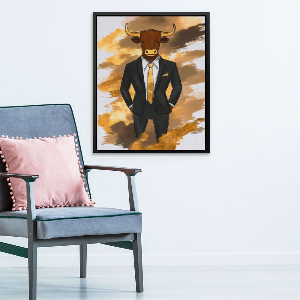 Bullish Ambition - Oversized Bull Canvas Wall Art