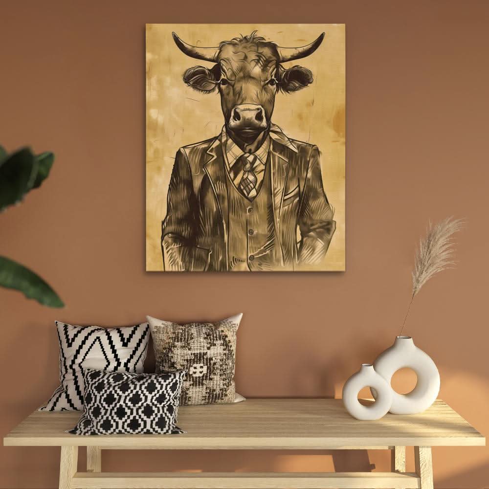 Bullish Broker - Minimalist Wall Art in Black Frame