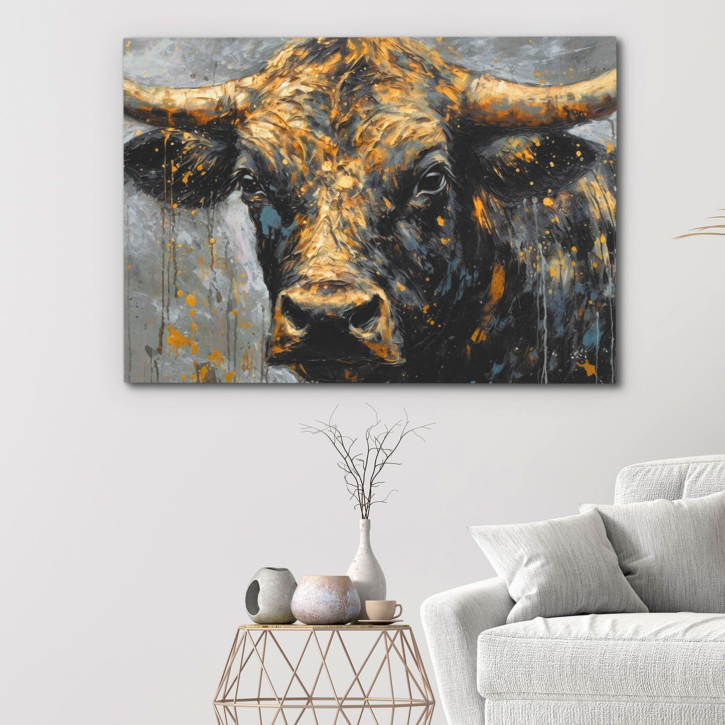 Bullish Dreamer - Bull Wall Art in Black Frame