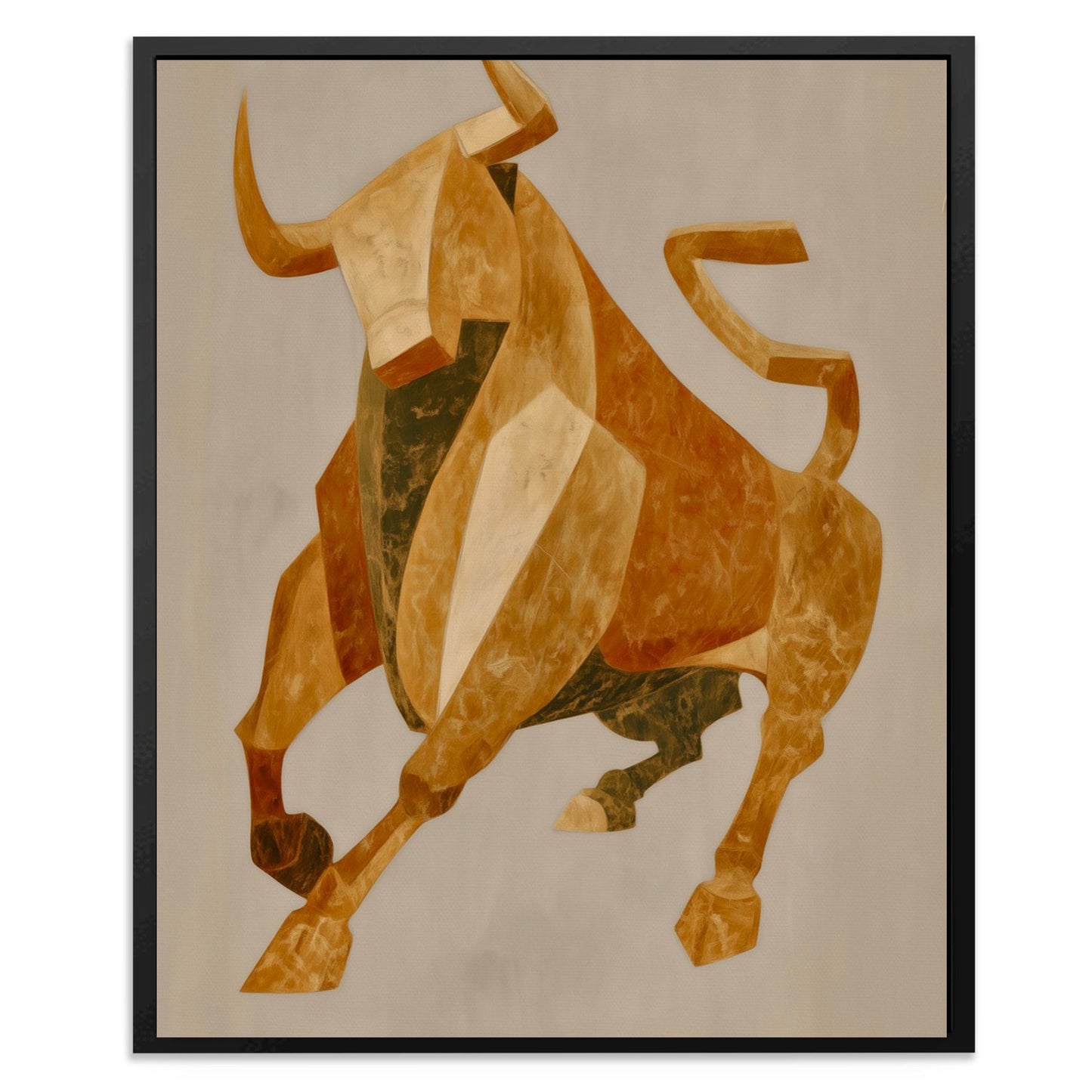 Bull's Amber Charge - Luxury Wall Art