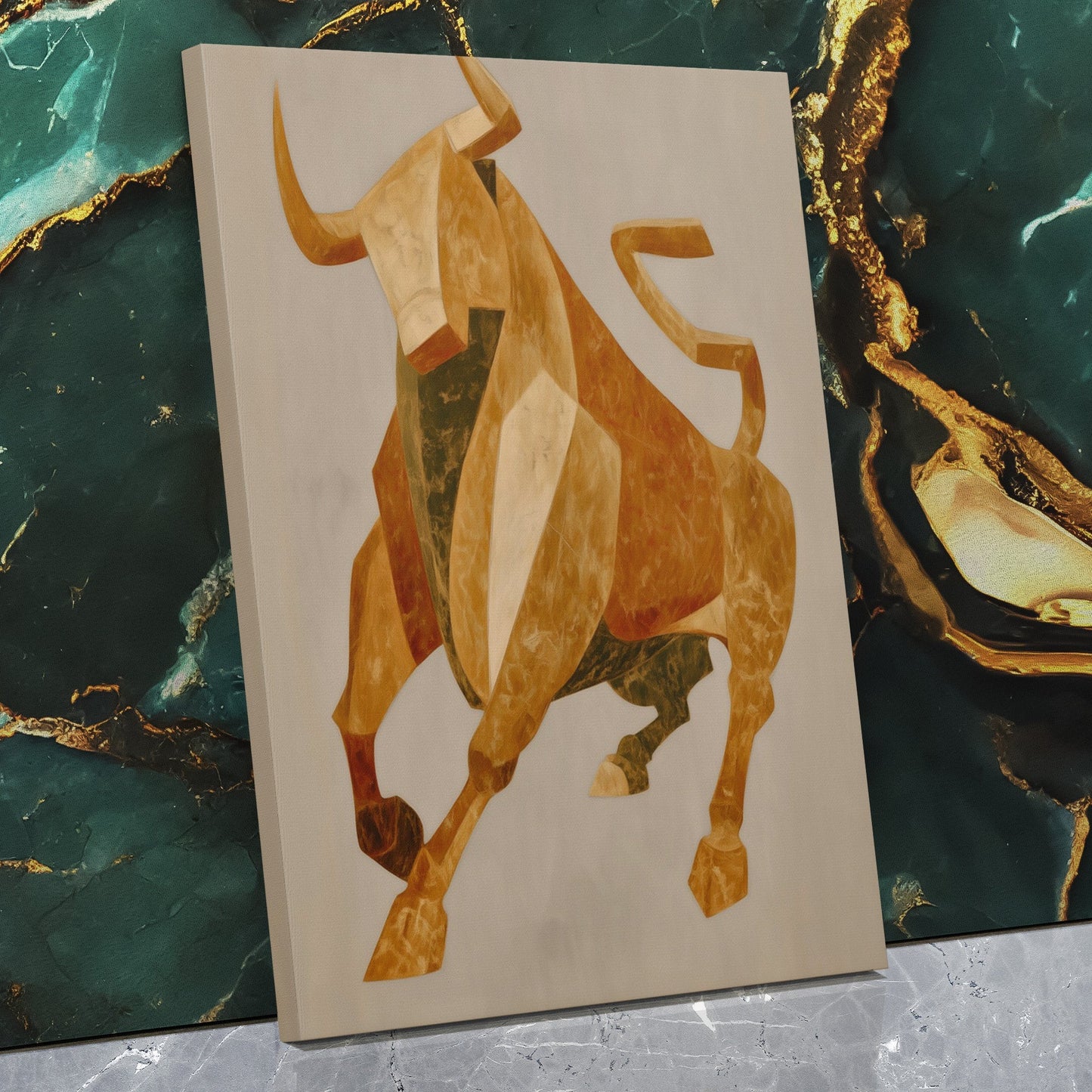 Bull's Amber Charge - Luxury Wall Art