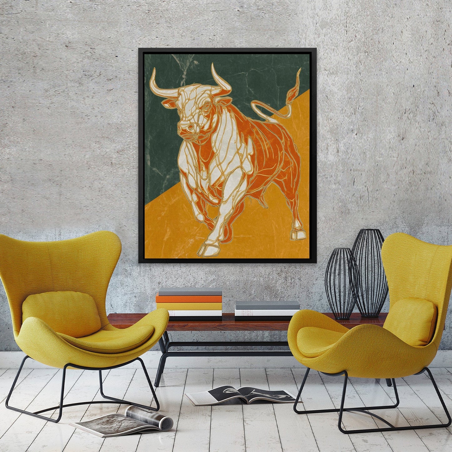 Bull's Molten Charge - Luxury Wall Art