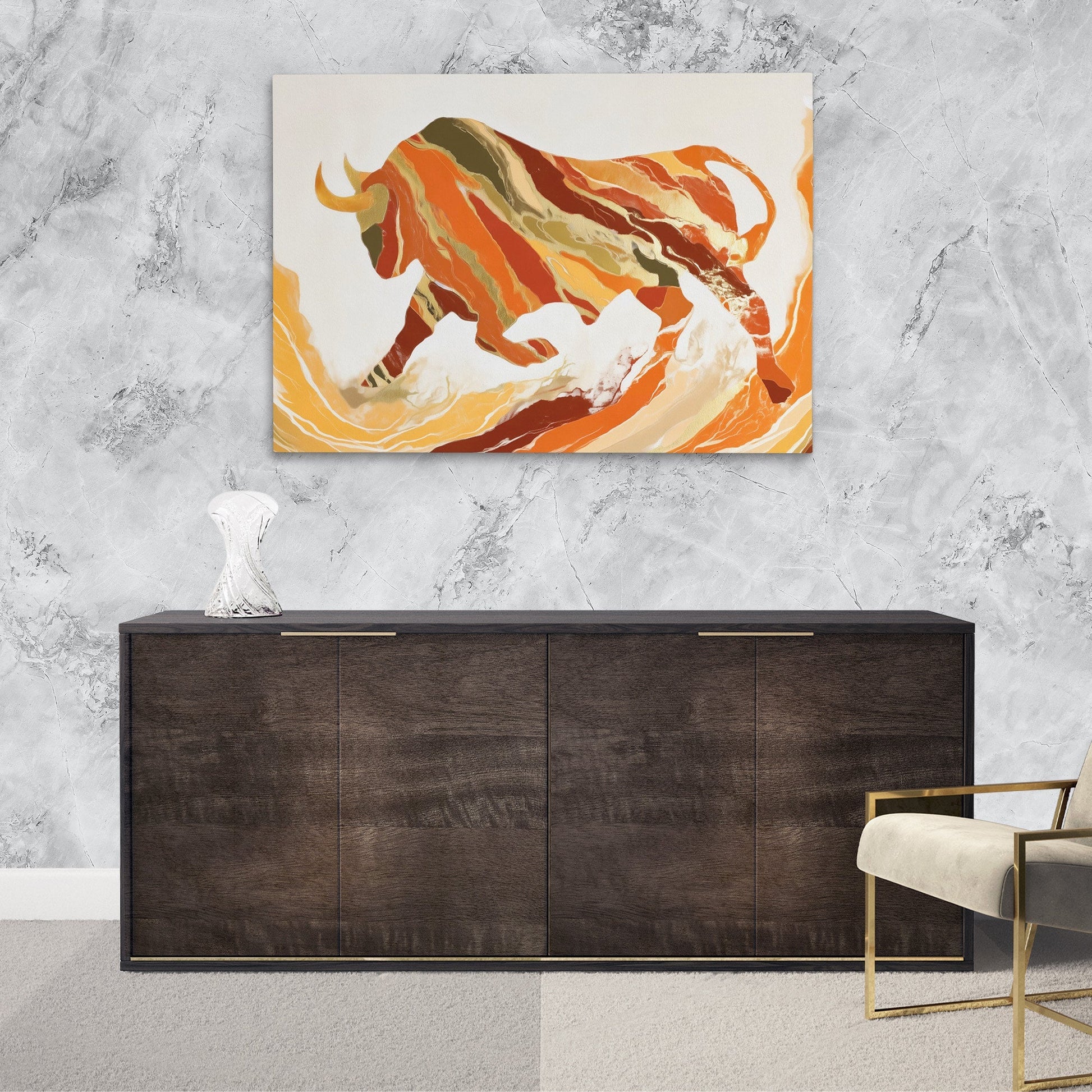 Bull's Molten Charge - Luxury Wall Art