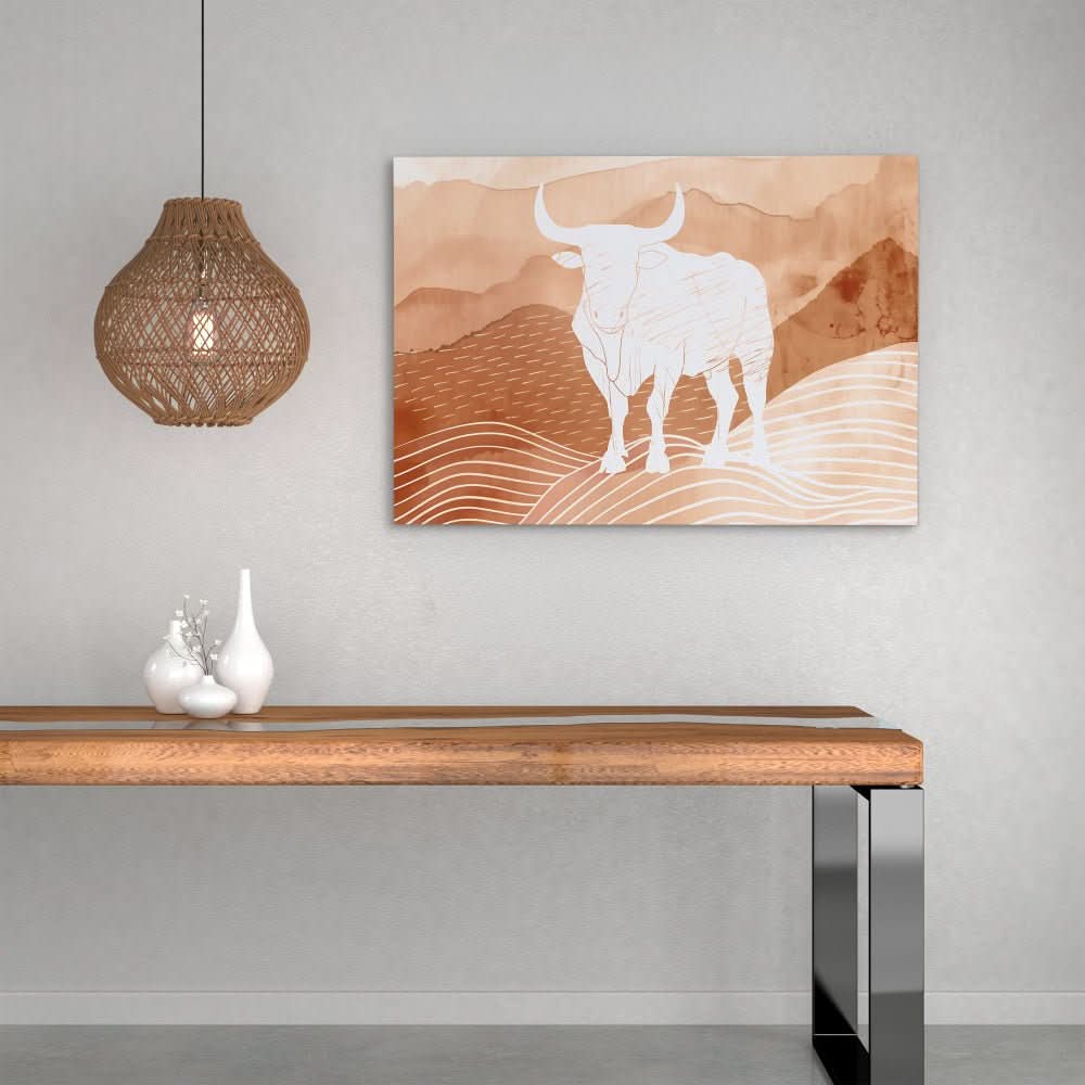 Bulls Mountain - Minimalist Wall Art in Black Frame