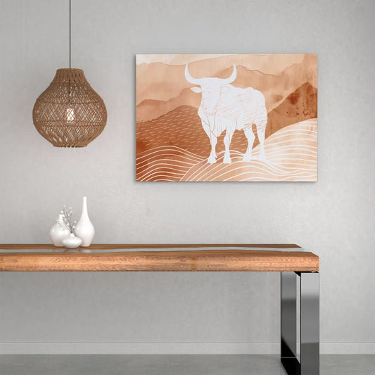 Bulls Mountain - Minimalist Wall Art in Black Frame