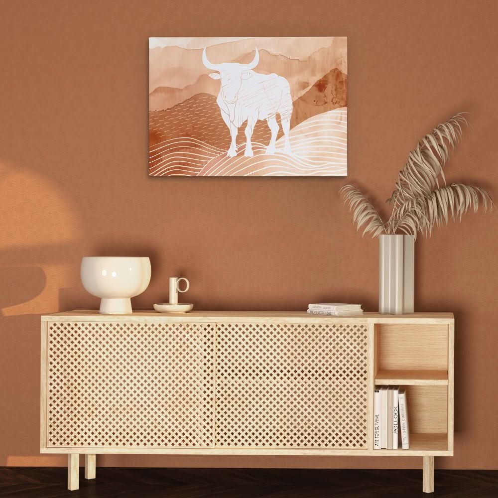 Bulls Mountain - Minimalist Brown Canvas Wall Art