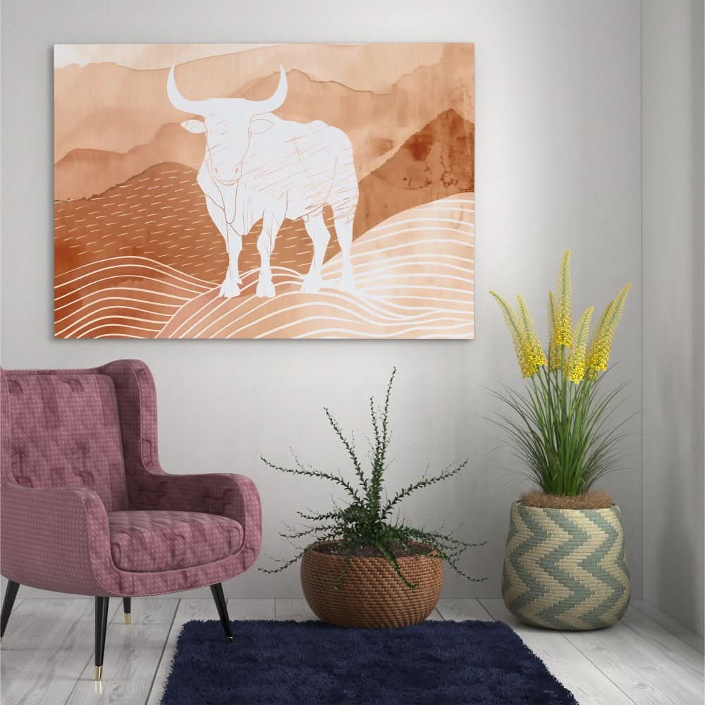 Bulls Mountain - Brown Bull Canvas Print
