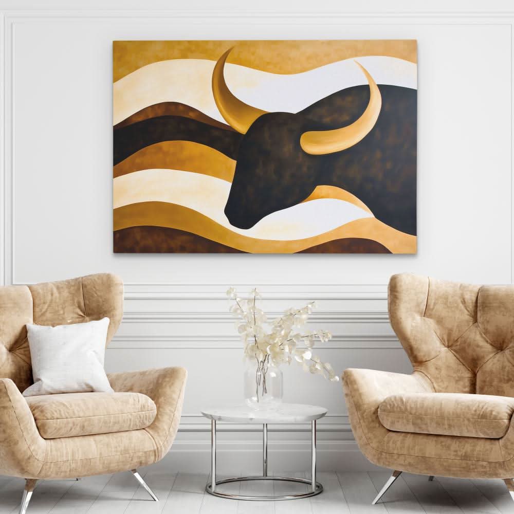 Bull’s Silhouette - Bull Art for Dining Room