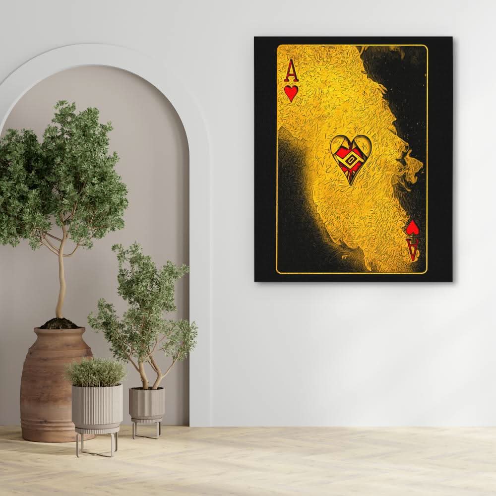 Burning Ace of Hearts - Black Ace Of Hearts Canvas Print