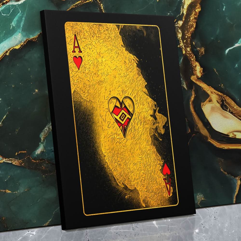 Burning Ace of Hearts - Large Canvas Print