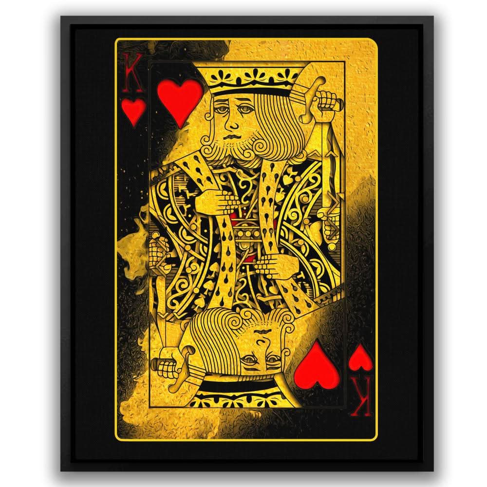 Burning King of Hearts - Black Canvas Wall Art