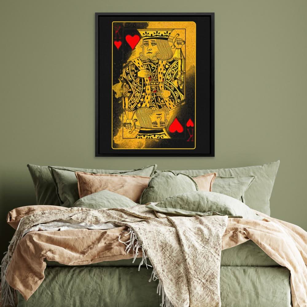 Burning King of Hearts - Large Canvas Print