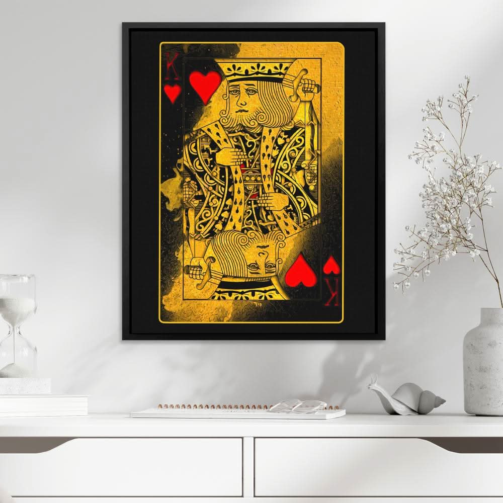 Burning King of Hearts - Black King Of Hearts Canvas Print