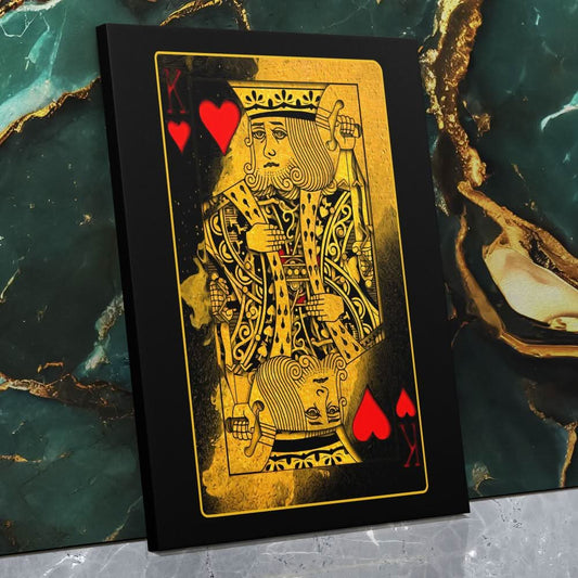 Burning King of Hearts - Wall Art in Black Frame