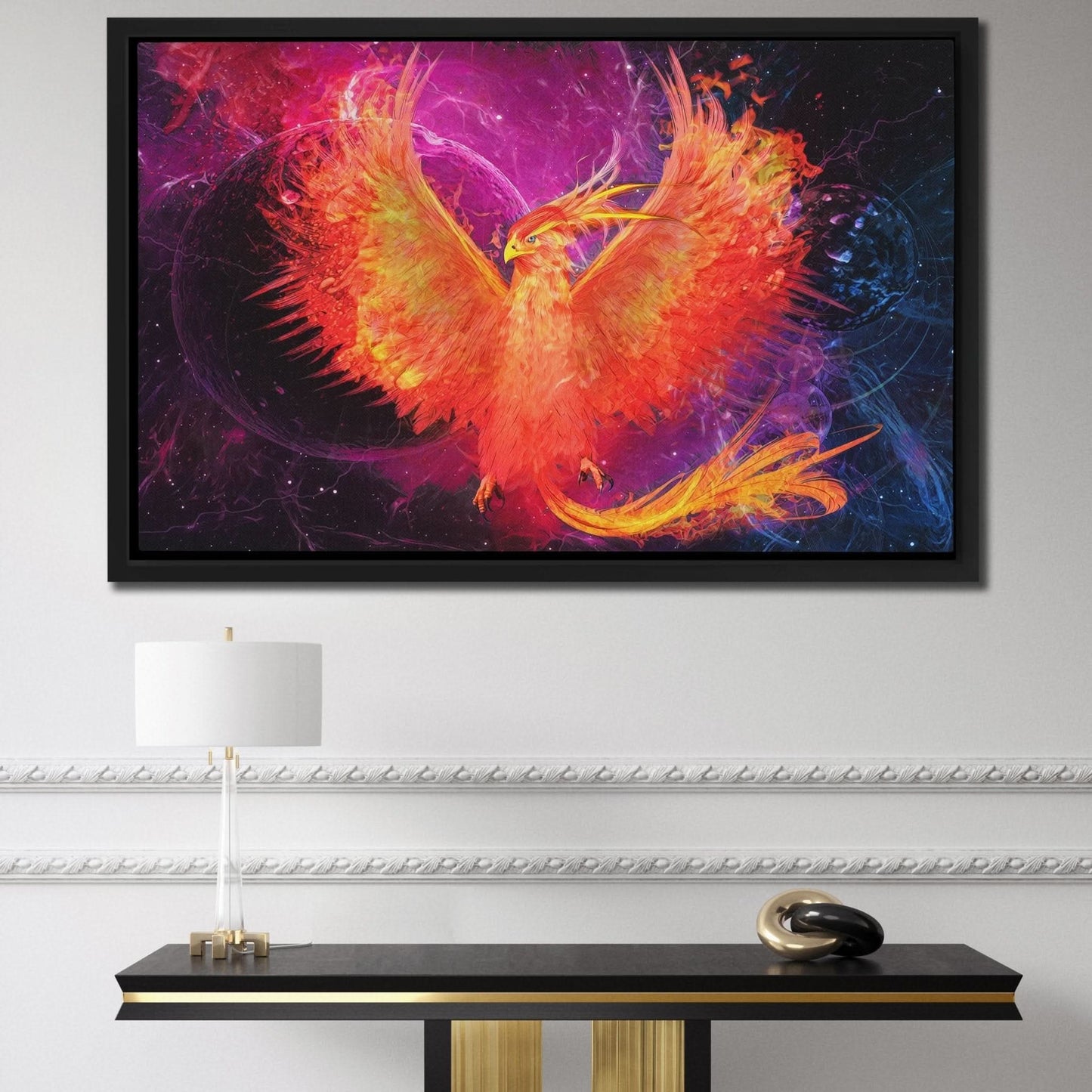 Burning Phoenix - Orange Canvas Wall Art